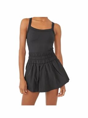 FP Movement by Free People Black Smocked-Waist Romper